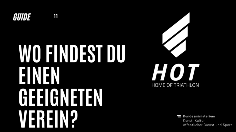 Titel "Wo findest du einen geeigneten Verein?" auf schwarzem Hintergrund. Daneben das "HOT"-Logo.
