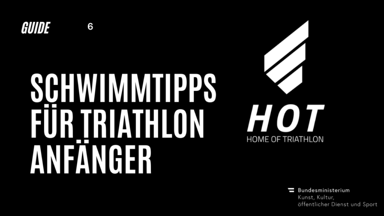 Titel "Schwimmtipps fpr Triathlon Anfänger" auf schwarzem Hintergrund. Daneben das "HOT"-Logo.